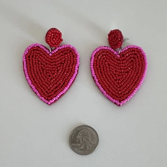❤️ New! Beaded Heart Earrings - Picture 2 of 2